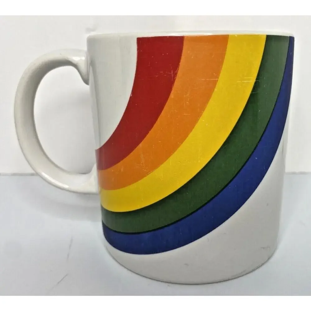 Vintage 1984 Ceramic Rainbow Pen Pencil Mug F.T.D. Made In Korea‎ Not for Food